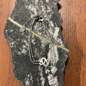 Marlu Silver Bracelet with Snake and Emerald Green Stone